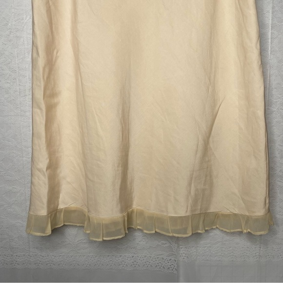 Amanda smith Cream Size 14 silk linen blend skirt ruffle Chiffon hem A Line - Picture 5 of 8